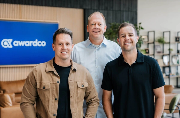 Awardco Co-Founder and CEO Steve Sonnenberg (left), Co-Founder and CTO Mike Sonnenberg (center), and Co-Founder and President Tanner Runia (right)