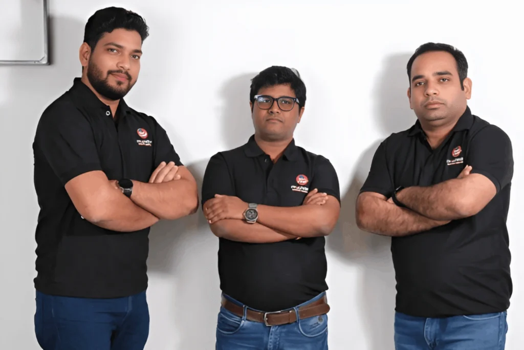 (L-R) Ratan Singh (COO), Deepak Baranwal (CTO), Pawan Singh Raghuvanshi (Founder & CEO), Smart Garage