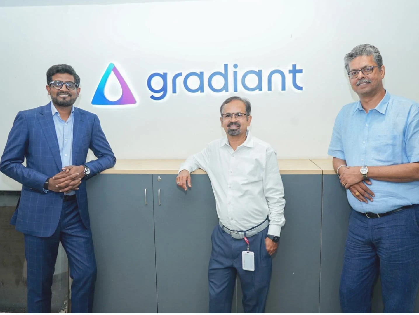 (L-R) Govind Alagappan, COO, Gradiant; Ravichandran Nachiappan, Director of Global Operations, Gradiant; and Hari Prasad, Managing Director – India, Gradiant, at the inauguration of Gradiant's expanded Global Engineering